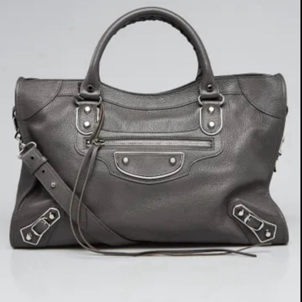 Balenciaga Gray Medium City Lambskin